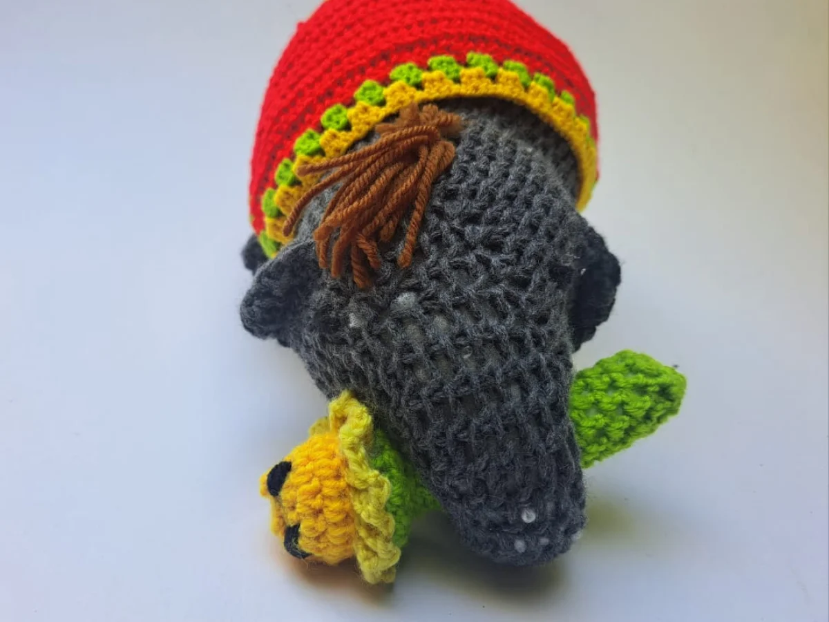 Elle the elephant handmade knitted toy